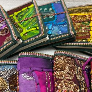 Embroidered Patchwork Cotton Journal 5x7 Inch Handmade Silk Screen Printed Fabric <b>Notebook</b> Beaded Cover <b>Diary</b> Vintage Textile - Product Image 4