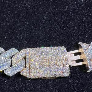 20mm Rose Gold Men’s Silver Diamond <b>Iced</b> <b>Out</b> 925 Diamond Cuban Link Moissanite <b>Chains</b> with VVS Clarity from Indian Supplier. - Product Image 5