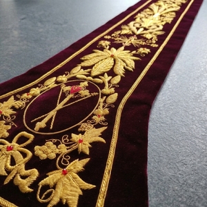Handmade Gold Bullion Embroidery Church <b>Banner</b> Velvet Liturgical Vestment Column Altar Hanging Pulpit Antependium Stole - Product Image 3