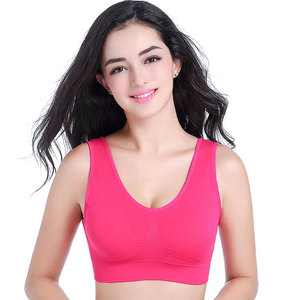 Women Solid Color V-Neck Sports Bra With Non-Adjusted Straps Medium Support Breathable Seamless Yoga Top Pink Women bra - Product Image 4