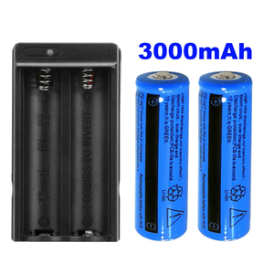 Set di 2 batterie cilindriche ricaricabili 18650 da 3000mAh con 1 caricatore doppio per torce/lampade frontali (ritiro personale TK/TMEU) - Product Image 5