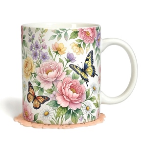 Taza de cerámica con diseño floral para café, té, uso en el hogar, oficina, cafetería, restaurante - Product Image 2