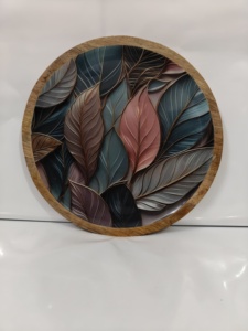 Platos de madera, platos de resina, platos con pegatinas, platos de madera para servir comida - Product Image 3