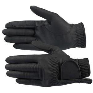 Guantes de equitación de alta calidad, ligeros y con el mejor agarre, de gamuza sintética negra para una apariencia profesional. - Product Image 4