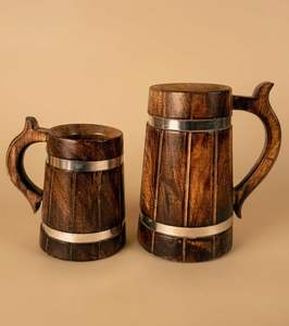 Tazas de Madera Vintage Inspiradas en la Artesanía Tradicional, Construcción Duradera, Ideales para Café, Té o Decoración - Product Image 3