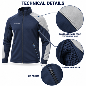 Veste de sport en tissu softshell, fermeture éclair intégrale, veste de performance, entraînement, logo personnalisé, fabricant de vêtements pour hommes, vêtements d'entraînement - Product Image 6