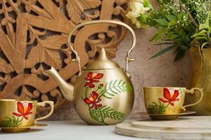 Bouilloire en laiton poli de qualité supérieure avec pot en laiton réutilisable pour le thé, le café et les infusions d'herbes, commandes en gros à prix avantageux pour les acheteurs - Product Image 2