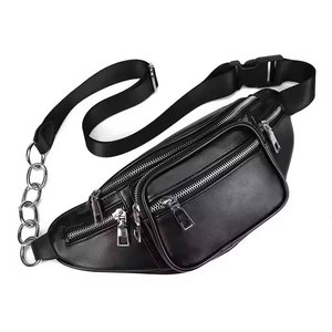Sac banane tendance en PU avec chaîne, fermeture éclair, sac de ceinture bandoulière pour femme, idéal pour les voyages, la randonnée, la course et le cyclisme, compatible avec les téléphones - Product Image 2