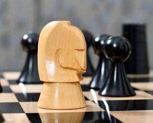 Jeu d'échecs de style tournoi, pièces de 3,5 pouces en bois d'ébène et de buis naturel, au meilleur prix - Product Image 2