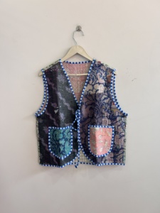 Printed Kantha Handmade Unisex Waistcoat <b>Jacket</b> Indian Summer <b>Jacket</b> Women Gilets - Product Image 2