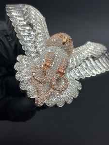 Pendentif en forme de hibou en moissanite, charme hip-hop pour les amoureux des animaux, pour bijoux fins en argent 925, pendentifs et breloques - Product Image 4