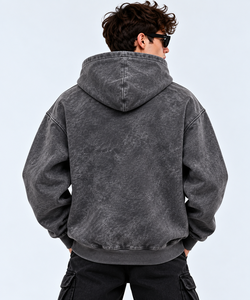 Custom <b>Vintage</b> Washed <b>Oversized</b> Hoodie Bold Applique Embroidery Heavyweight Fleece Streetwear Pullover <b>Sweatshirt</b> for Unisex - Product Image 4