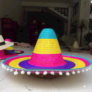 หมวกทรงโซมเบรโรแบบมีลายทางสไตล์เม็กซิกัน สำหรับงานซินโก เดอ มาโย งานปาร์ตี้ ธุรกิจ งานแต่งงานริมชายหาด ใช้ในชีวิตประจำวัน ตกปลา เล่นสกี - Product Image 1