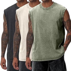 Débardeurs Homme Personnalisés à Logo Brodé Respirants Coupe Musclée Unie Sans Manches pour Entraînement en Mélange Polyester/Coton – Prix Usine - Product Image 1