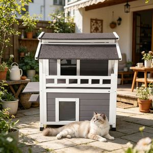 Cuccia Rettangolare Riscaldata per Gatti, Elegante Arredo per Animali Domestici da Interno, Villa per Cani e Piccoli Animali, Utilizzabile anche all'Esterno, Casette per Uccelli - Product Image 5