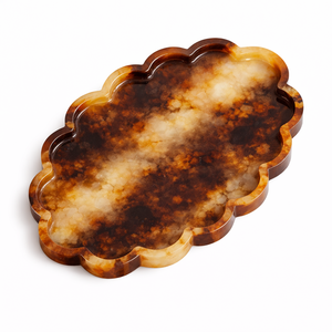 Plateau de service rond en résine verte et jaune, forme nuage, pour table à manger et décoration intérieure, très vendu - Product Image 5