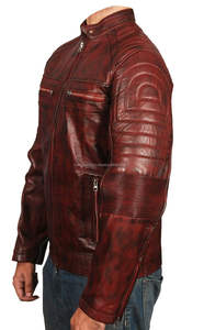 แจ็คเก็ตหนังวัวแท้มีซิปด้านหน้ามีกระเป๋าแฟชั่นสำหรับนักขี่มอเตอร์ไซค์ออกแบบได้ตามต้องการ - Product Image 2