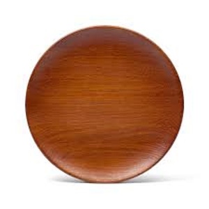 Assiette plate ronde en bois brun foncé, faite à la main, couleur unie, design minimaliste, vaisselle et assiettes personnalisées en promotion - Product Image 4
