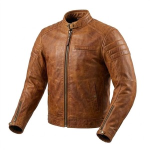 Classic <b>Long</b> Thin Cowhide Canvas <b>Leather</b> <b>Jacket</b> for Men Motorbike Vintage Biker Cafe Racer Style Europe Trend - Product Image 6