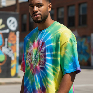 เสื้อยืดโอเวอร์ไซส์ปักลายเพชรสำหรับผู้ชาย พิมพ์โลโก้ตามสั่ง ผ้าฝ้าย 100% เนื้อหนา สไตล์สตรีทแวร์ ฮิปฮอป ทรงหลวม - Product Image 6