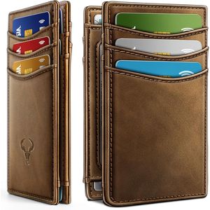 Men's Slim Leather Wallet with 12 <b>Card</b> Holders Simplified Bill <b>Folder</b> and Magnetic Closure Easy Money Clip-RFID Protected - Product Image 2