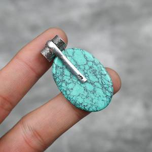 Turquoise Pendant 925 Sterling Silver Gemstone Pendant Handmade Jewelry Boho Style Necklace <b>Gift</b> <b>For</b> <b>Her</b> - Product Image 5