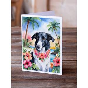 Borzoi Luau Whimsical A7 Tamaño 5x7 Tarjetas de notas en blanco Paquete de 8 tarjetas de felicitación con sobres - Product Image 2