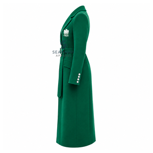 Iota Phi Lambda Sorority <b>Women's</b> <b>Double</b>-<b>Breasted</b> Belted Longline Trench <b>Coat</b> Notched Lapel Long Sleeve Tailored Formal Outerwear - Product Image 3