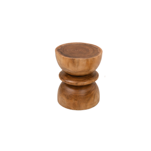 ARTERRA Luxury Teak <b>Wood</b> Sculptural Pedestal <b>Stool</b> Modern Round Side Table Luxury Accent End Table for Villa - Product Image 1