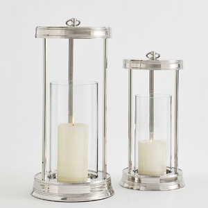Set of 2 <b>Hurricane</b> Candle Holder Set with Glass Dome & Iron Base Elegant Decorative Pillar Candle Holders for Living Room - Product Image 2