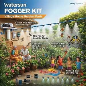 Misting Cooling System With Pump Filter Kit Brass Nozzle 150 PSI Sprayer DIY for <b>Outdoor</b> Patio Porch Greenhouse Backyard - Product Image 2