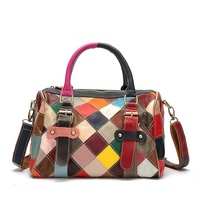 Sac fourre-tout de luxe pour femme en cuir véritable souple Markhor, deux poignées, design patchwork coloré, logo personnalisable