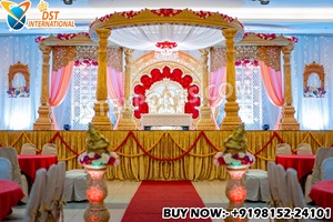 Mandap Triveni Clásico para Bodas Hindúes, Compre en el Reino Unido el Mandap de Tres Pilares Tallado a Mano Más Vendido, Mandapam Trivedi Real para Eventos en EE. UU. - Product Image 3