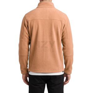 Flap Pockets Stand Collar Breathable Fleece <b>Jacket</b> For <b>Men</b> Peach Coral Full Zip Soft Touch Winter Polar Fleece <b>Jackets</b> - Product Image 2