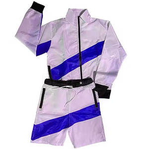 <b>Men's</b> Color Block 2 Piece Set Stand Collar <b>Zip</b> Jacket And Drawstring <b>Shorts</b> High Street Tracksuit - Product Image 5