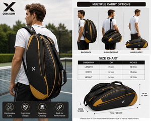 Sac de tennis personnalisé OEM pour 6 raquettes, imperméable, en polyester 600D, pour badminton et pickleball, avec compartiment pour chaussures - Product Image 6