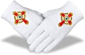 33rd Degree Scottish Rite Glove - <b>White</b> Pure Cotton classic <b>white</b> color machine embroidery - Product Image 2