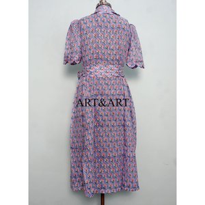 Robe en coton artisanale de qualité supérieure, imprimée au bloc, pour femmes, à manches courtes, et robe de fête pour filles, à prix de gros - Product Image 6