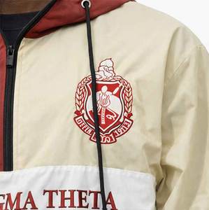 Vestes coupe-vent à capuche avec fermeture éclair quart de tour, motif lettres grecques delta/sigma/theta, style coach, nouvelle conception 1913, imperméables - Product Image 3