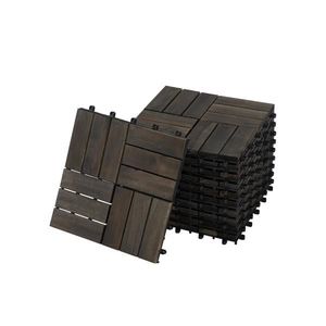 30 PCS Light Gray Acacia Hardwood <b>Interlocking</b> Deck <b>Tiles</b> Striped Pattern 12\" X 12\" for Outdoor Flooring & Patio Bancony - Product Image 1