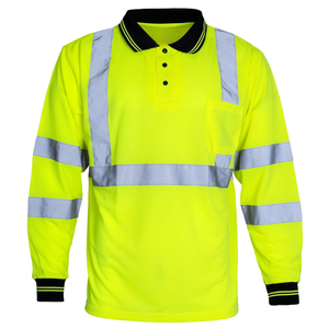 เสื้อโปโลสะท้อนแสงแขนยาวสีเหลืองมองเห็นได้ชัดเจนสำหรับผู้ชาย โพลีเอสเตอร์ ใส่ได้ทุกฤดู ชุดยูนิฟอร์ม ชุดทำงานสำหรับเจ้าหน้าที่ - Product Image 1