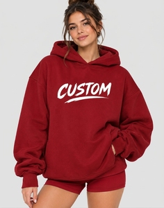 Sweat-shirt à capuche oversize noir pour femme, à épaules tombantes, manches longues, avec poche avant, impression de lettres personnalisée, pull décontracté - Product Image 2