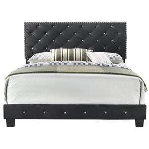 Elegante letto matrimoniale nero in stile transizionale con rivestimento per un sonno ristoratore - Product Image 2