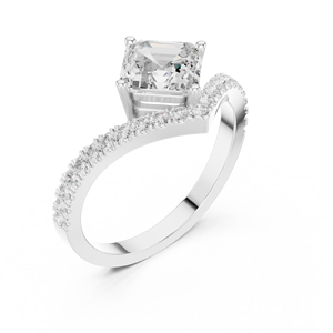 แหวนแต่งงานทองคำขาว 14k ดีไซน์ทันสมัยสั่งทำพิเศษ ประดับเพชรทรง Asscher ที่เพาะเลี้ยงในห้องปฏิบัติการ ได้รับการรับรองจาก GRA เครื่องประดับสำหรับผู้หญิง - Product Image 5
