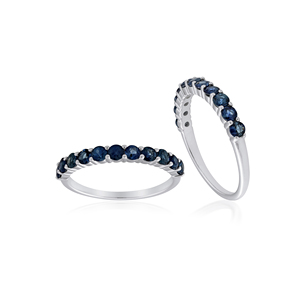 Bague Éternité en Argent Sterling 925 avec Saphir Bleu, Pierre de Naissance de Mai, Tendance, Empilable, pour Mariage, Fiançailles et Usage Quotidien - Product Image 6