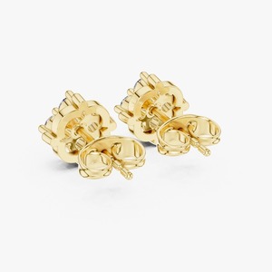 Pendientes de botón de oro amarillo de 9K al por mayor con diamantes cultivados en laboratorio de 0.48CT, corte redondo, 4 piedras, diseño floral, joyería OEM personalizada - Product Image 5