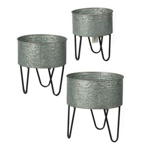 Rustic Galvanized Metal Flower Pot 32cm Wide 28cm <b>High</b> Durable Outdoor <b>Planter</b> for Garden Plants - Product Image 4
