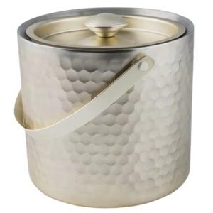 Seau à glace en métal martelé avec couvercle, design vintage rond, fait main, refroidisseur de boissons pour fête - Product Image 6