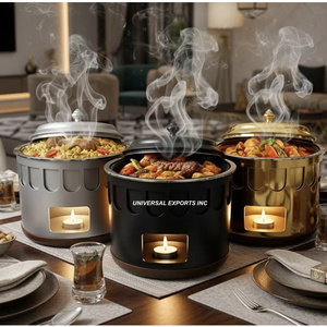 Calentador de comida metálico cuadrado, decorativo para bodas y eventos, cacerola con acabado plateado, nuevo calentador de comida metálico de lujo. - Product Image 5