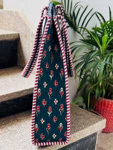 <b>Quilted</b> Cotton Tote Bag Floral Block Print Lightweight Large Capacity Shoulder <b>Handbag</b> for Shopping Travel - Product Image 3